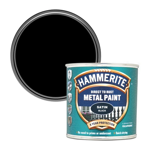 Hammerite 5084904 Metal Paint: Satin Black 250Ml
