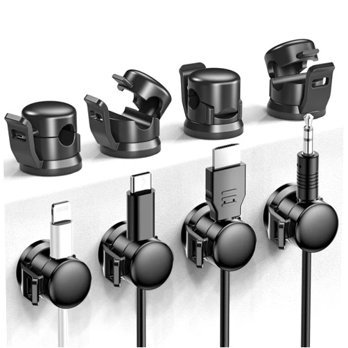 LOTUNY Cable Clips, 8 Pack Cord Organizer [Cable Smooth Adjustable] Adhesive Cable Management Wire Organizers for Cords, Phone USB Charger Cable Holder for Home Office Car Wall Desktop Nightstand