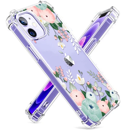 SMAIGE Compatible with iPhone 12 Case and iPhone 12 Pro Case 6.1 inch, Shock-Absorption Anti-Scratch Bumper Case Cover, Cute Funny Anime Flower Pattern Design for Kids Teens Girls Women (Blossom)