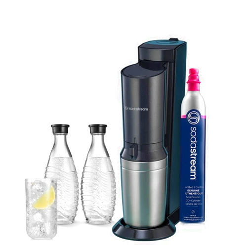 SodaStream - Aqua Fizz Sparkling Water Maker | STARTER KIT | GLASS Carbonator | CQC CO2 System | Includes 2x Elegant Glass Carafes, 1x CO2 Cylinder | Dishwasher Safe | Black