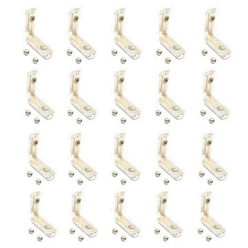 Befenybay 20PCS L Model 90 Degree Interior Inside Corner Connector Joint Bracket with Screws for 6mm T Shape Aluminum Extrusion Profile 2020 Series