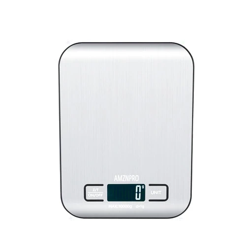 AMZNPRO Digital Stainless Steel Kitchen Scale 22lb, Weight in Grams, Ounces, and ml for Baking, Cooking with LCD Display., Medium Size