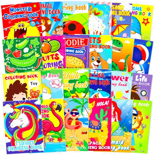 Omgouue 24PCS Small Coloring Books for Kids Ages 2-4,4-8,Birthday Party Favors Gifts Goodie Bags Stuffers Holiday Supplies Includes Unicorn Dinosaur Animal Mermaid