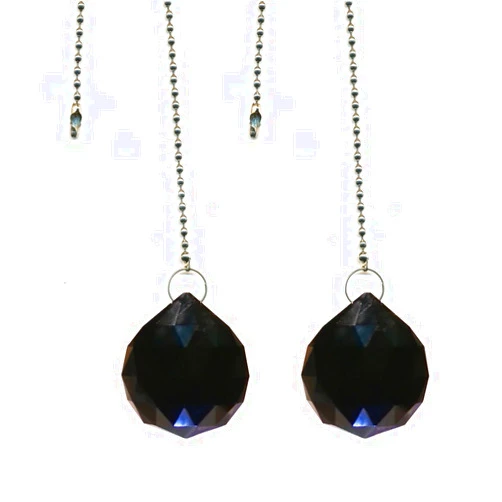 CrystalPlace Magnificent crystal 30mm Black Crystal Ball Prism 2 Pieces Dazzling Crystal Ceiling FAN Pull Chain