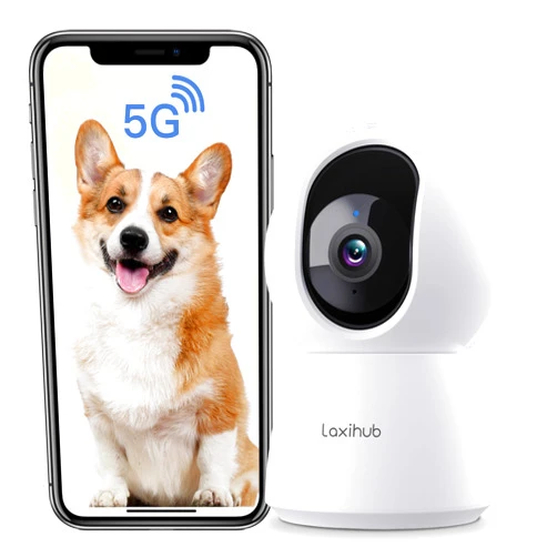 LAXIHUB Indoor Security Camera,5MP Pet Camera with Phone App,2.4G/5G WiFi Cameras for Home/Dog Pan Tilt,24/7,2-Way Talk, Human Detection, Motion Tracking,Auto Tracking,Night Vision,Local Storage