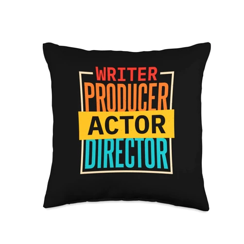 Funny Film Editor Designs For Film Making Lover Retro Filmmaker Producer Writer Actor and Movie Director Throw Pillow, 16x16, Multicolor
