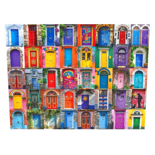 PPuzzling Colorful Door Puzzles for Adults 1000 Pieces, Vintage Unique Jigsaw Puzzle, Difficult Door Art Puzzle as Home Wall Decor, Funny Challenging Puzzles for Adults