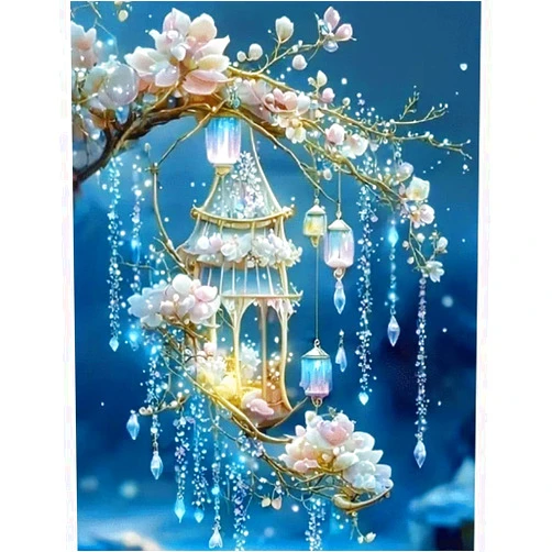 JFYHAB Castle Diamond Painting Kits for Adults, Fairytale Diamond Art Kits Full Drill 5D Diamond Painting Flowers Kit for Adults Beginners, DIY Crystal Picture Art for Home Decor 12x16 inch