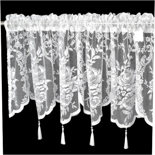 Molaxhome Homey Sheer Embroidered Pink Flowers Leaves Vine Window Treatment Valance Great for Kitchen Bedroom (White, 52Wx18L)