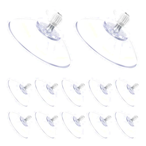 Mozeat Lens 12 PCS Suction Cups, 40mm Strong Suction Cup with M5 Metal Screw Rods and Nuts Clear PVC Heavy Duty Suction Cup Holder Plastic Sucker Pads Without Hooks for Bathroom Wall Door Glass Window Car Shade