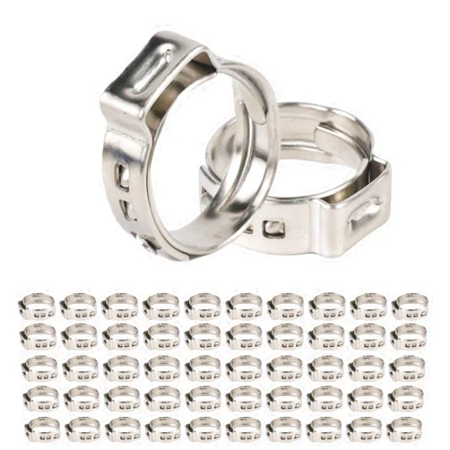 ZGJDYSM 60 Pack 1/2 Inch Pex Cinch Clamp Rings, Stainless Steel PEX Crimp Ring, Single Ear Hose Clamps for PEX Tubing Pipe Fitting Connections