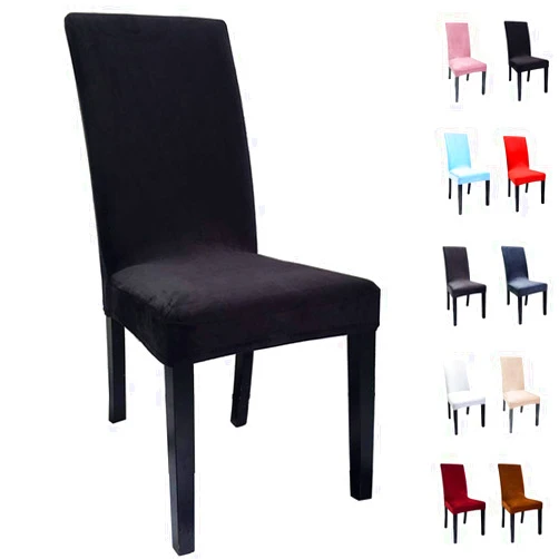 ZAIROU Velvet Chair Covers for Dining Room Stretch Removable Washable Short Dining Chair Covers Seat Slipcover for Hotel Dining Room Ceremony Banquet Wedding Party