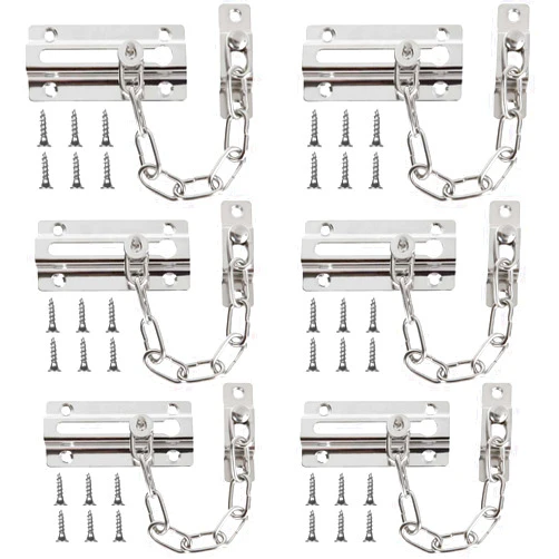 CYEAH Door Chain Lock Heavy Duty, 6 Pack Chain Lock Door Guard with Lock, Sturdy and Rust-Resistant Steel Chain Locks for Inside Door And Extra Front Door Lock, Door Locks for Kids Safety