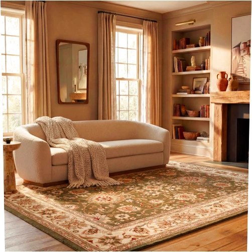 SAFAVIEH Lyndhurst Collection Area Rug - 8' x 11', Sage & Ivory, Traditional Oriental Design, Non-Shedding & Easy Care, Ideal for High Traffic Areas in Living Room, Bedroom (LNH212C)