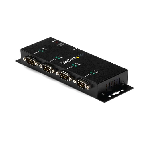 StarTech.com StarTech 4 Port USB to Serial RS232 Adapter - Wall Mount - Din Rail - COM Port Retention - FTDI USB to DB9 RS232 Hub, TAA (ICUSB2324I)