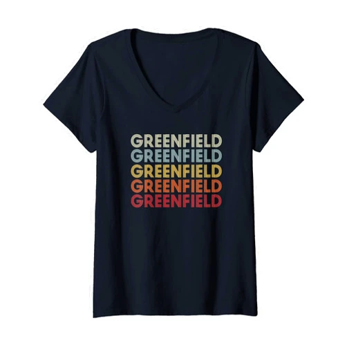 Greenfield Ohio Greenfield OH Retro Womens Greenfield Ohio Greenfield OH Retro Vintage Text V-Neck T-Shirt