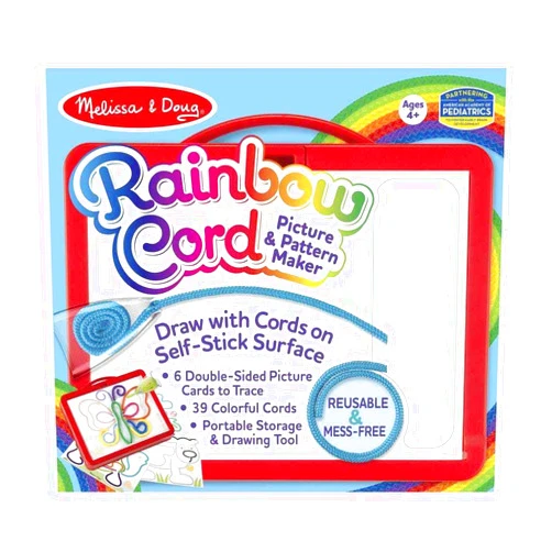 Melissa & Doug Rainbow Cord Picture & Pattern Maker Draw with Cords – 39 Cords, 6 Double-Sided Cards to Trace