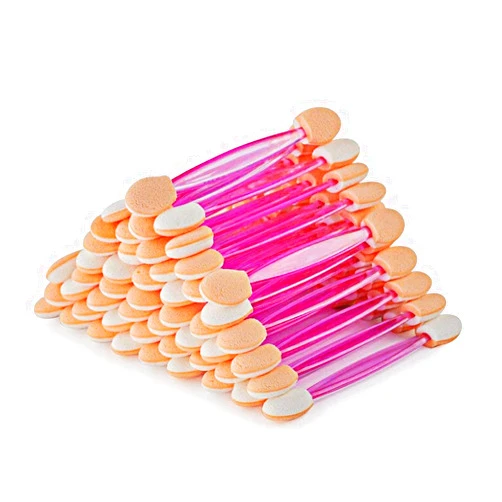 DRtrue Disposable Dual Sided Eyeshadow Brush Sponge Tipped Oval Eye Shadow Makeup Applicator, 100 Pieces (Pink)