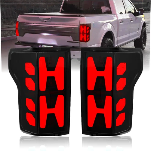 SINYATO INDUST LED Tail Light Assembly for 2015-2020 Ford F150, H Design Rear Lamps Replacement with Starting Animated, Smoked, DOT Approved (1 Pair)