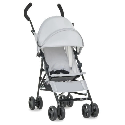 Dream On Me Rover Convenience Baby Stroller – Lightweight & Compact Travel Umbrella Stroller, Quick One-Hand Fold, Lockable Rear Wheels, Adjustable Canopy, 3-Point Safety Harness & Cup Holder – Grey