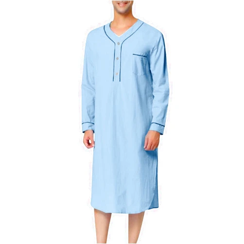 Generic Muslim Robe for Men Islam Arab Dubai Robe Middle Sleeve Button Shirt Kaftan for Men Muslim Long Gown Ethnic Robes
