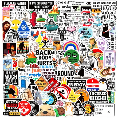 Caakkee 100PCS Funny Meme Stickers Pack, Funny Stickers for Adults Teens(Dirty), Funny Meme Stickers for Laptop Water Bottle Phone Hard Hats,Funny Waterproof for Scrapbooking Suplies