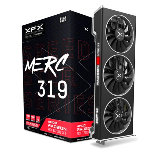 XFX Speedster MERC319 AMD Radeon RX 6700 XT Black Gaming Graphics Card with 12GB GDDR6 HDMI 3xDP, AMD RDNA 2 RX-67XTYTBDP