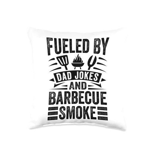 Corny Dad - Funny Jokes - Cool Sarcastic Father Fueled by Dad Jokes and Barbecue Smoke Throw Pillow, 16x16, Multicolor