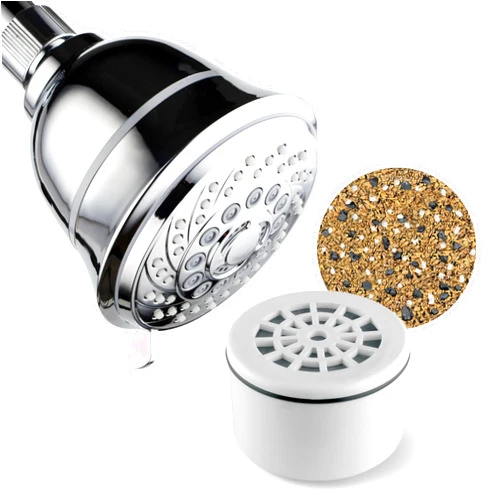 Hotel Spa AquaCare Filtered Shower Head Large 4 Inch Chrome Face 6 Setting Showerhead with Enriched KDF Shower Filter Cartridge Inside