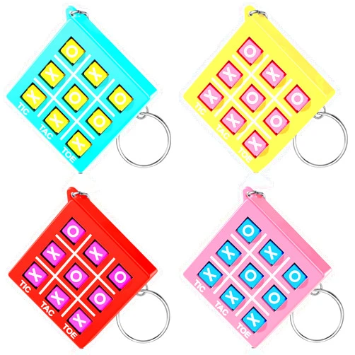 Hicarer 16 Pcs Tic Tac Toe Keychain for Kids Ages 8-12 Party Favors Plastic Keyholders for Mini Backpack Clip Birthday Party (Macaroon Color)
