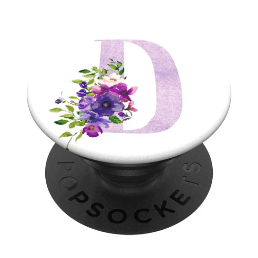 Castlepop Lilac Purple Floral Flowers Monogram Name Initial Letter D PopSockets PopGrip: Swappable Grip for Phones & Tablets