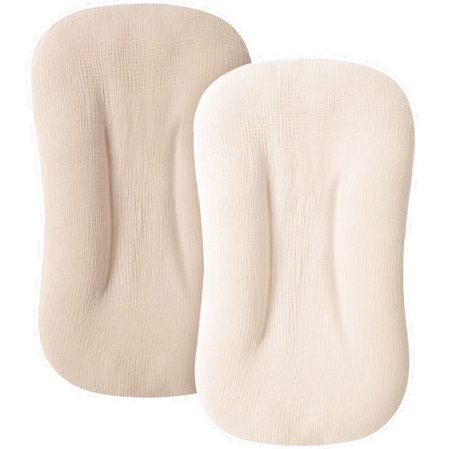 MairMore Muslin Baby Cover for Newborn, Soft and Breathable 100% Cotton Lounger Slipcover Neutral, Pack of 2(Clay)