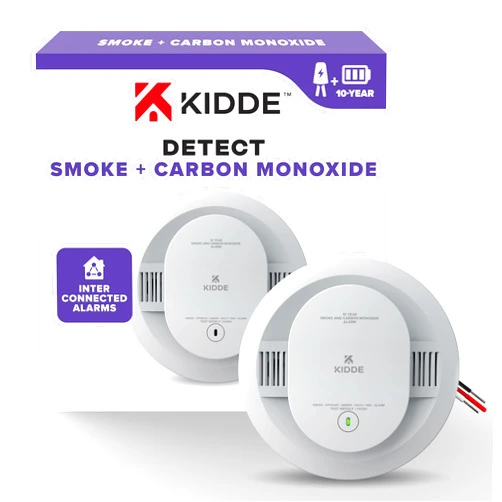 Kidde Hardwired Smoke & Carbon Monoxide Detector, 10-Year Battery Backup, Interconnectable LED Warning Light Indicators
