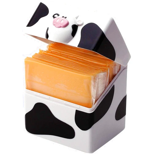 Joie Moo Moo Sliced Cheese Storage Container, Flip Top Fridge Organizer Box, Compact Holder Keeps Slices Fresh and Easy to Find, Cute Cow Kitchen Gadget, BPA-Free