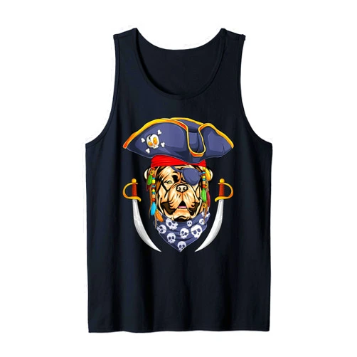 Funny Dogue De Bordeaux Dog Lovers Dogue De Bordeaux Pirate Funny Halloween Bordeaux Mastiff Tank Top