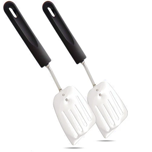 RamPro Ram Pro Durable Stainless Steel Turner Rust Resistant Features Plastic handle with Hole Ideal for Serving Foods at Events and Parties (Pack Of 2)