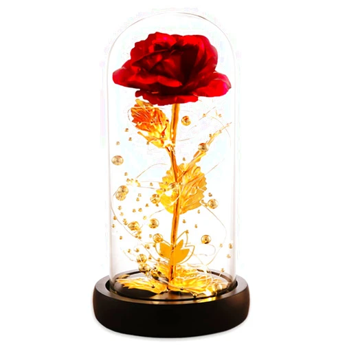 Dream of Flowers Christmas Rose Gifts for Women,Birthday Gifts for Women,Rose Flower Gifts for Women,Gold Leaf Red Light Up Rose in A Glass Dome,Rose Gifts for Mom Her Christmas,Thanksgiving,Anniversary