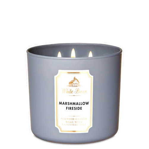 Bath & Body Works White Barn Marshmallow Fireside 3 Wick Candle, 14.5oz/411g