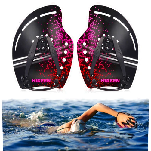 Hikeen Curved Swim Hand Paddles, Swim Training Power Paddles for Lap Swimming with Adjustable Straps, Swimming Hand Paddles for Unisex-Adult
