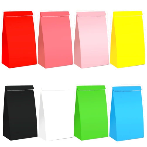 JOHOUSE 100PCS Gift Bags Assorted Colors, Colorful Party Favor Bags Paper Bags Lunch Bags Candy Treat Bags 8 Colors for Birthdays Baby Showers Crafts Wedding