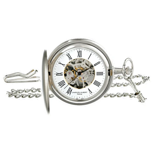 CHARLES-HUBERT PARIS Charles-Hubert, Paris Satin Finish Mechanical Pocket Watch