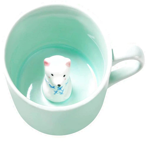 Luckyse Polar Bear 3D Ceramic Coffee Mug, Cute Animal Inside Tea Cup,Ceramics Figurine Inside Milk Cup Christmas Birthday Gift for Boys Girls Kids, 8 OZ