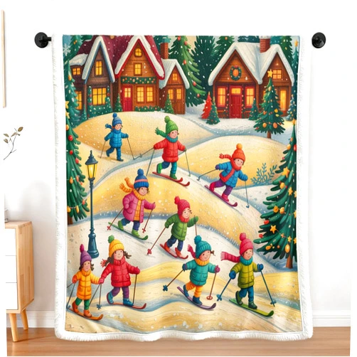 Sleepwish Milano Cortina 2026 Olympic Blanket: Skiing Kids Winter Games Sherpa Throw - Premium Reversible Fleece Inspired Design Blankets for Sofa Car Travel Camping