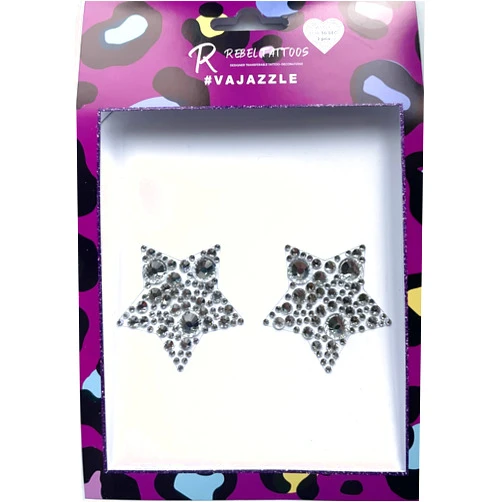 Rebel Tattoos Rebel Tattoo, Vajazzle Jewels Stones, Vajazzle stickers, Body Sexy Crystal for Festive Glow-Up,Transfer Tattoo for New Year and home Parties,Set of Body Crystals (Nipple Stars)