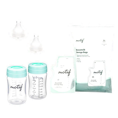 Motif Medical, Milk Storage Bundle with Bottles, Bags & Slow-Flow Nipples for Luna