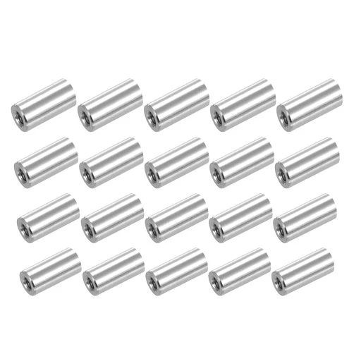 uxcell M5x0.8mm Round Coupling Nuts, 25 Pcs 304 Stainless Steel Connector Nuts Fasteners Rod Bar Stud 20mm for Industrial Construction Fasteners, Silver