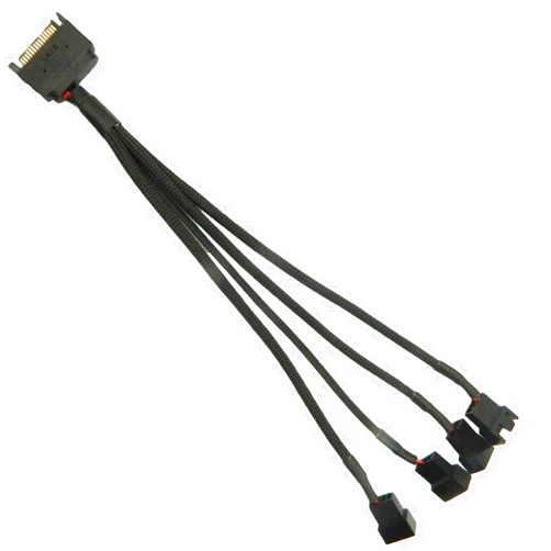 FBHDZVV SATA Power Splitter Y Cable 15 Pin Male SATA to 4 Sleeved 3 Pin/4 Pin PMW 12V PC Case Fan Power Supply SATA Connector Cable for Computer Cooler Cooling Fan Extension Adapter Cable - 1 to 4