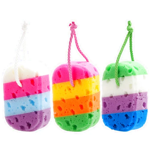 BTYMS 3 Pieces Exfoliating Bath Sponge Body Sponges Shower Loofah Soft Bathing Pouf Foam Lufa Body Scrubber