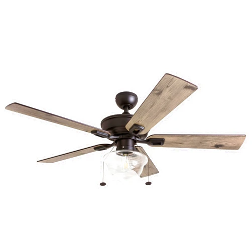 Prominence Home Abner Modern Farmhouse 52 Inch Ceiling Fan with Light, Outdoor Fan/Indoor Tri-Mount LED Ceiling Fan with 5 Blades, Silver Oak and Maple Brown Blade Finish Options, Bronze (80091-01)