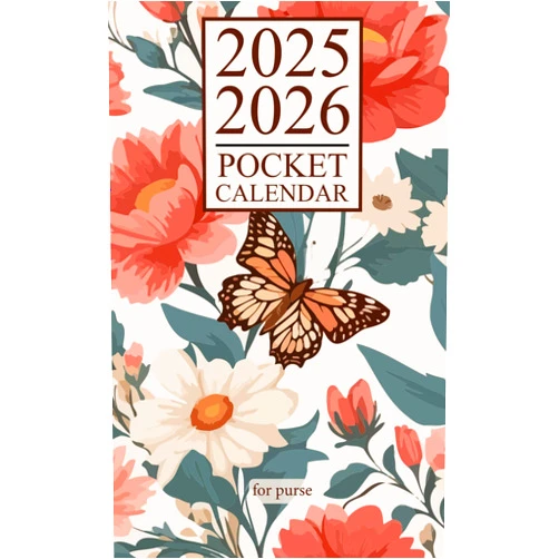 BWB Planners Pocket Calendar 2025-2026 for Purse: Small 2-Year Monthly planner from January 2025 to December 2026-Floral Cover